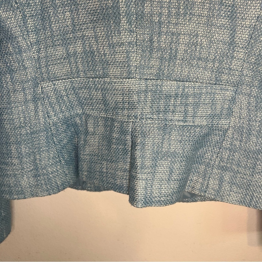Talbots Womens Blazer Petite Sz 2 Tweed Linen Blend Preppy Blue Office Academia - Picture 9 of 10